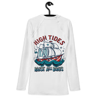 'High Tides Raise All Boats' Men's Rash Guard Sport Shirt **UPF 50+" Protection