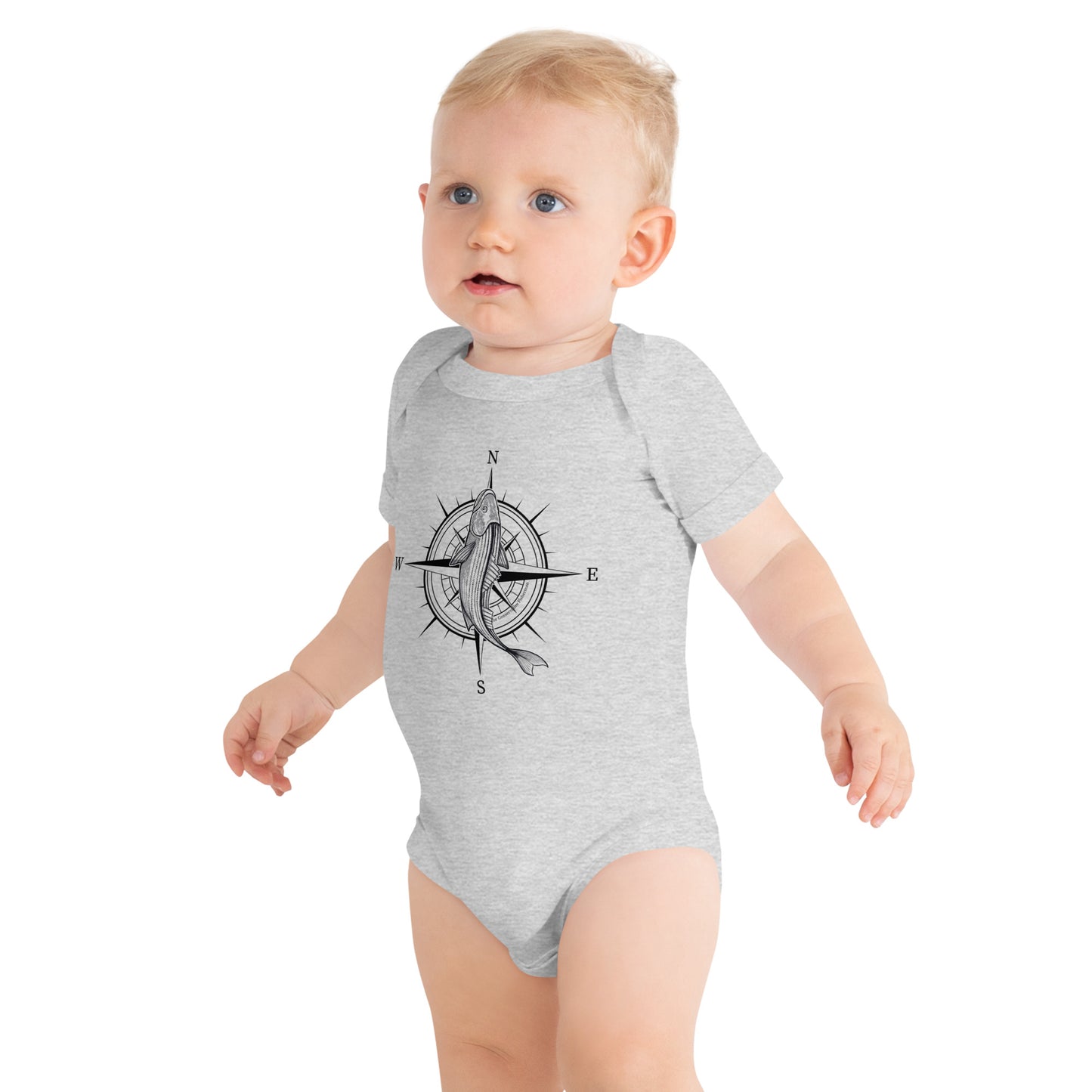 'Nautical Striper' Baby Short Sleeve One Piece