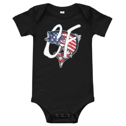 'American Striper' Signature Logo Baby Short Sleeve One Piece