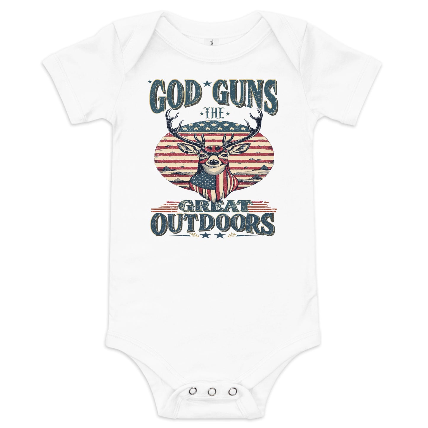 'God, Guns, Great Outdoors' Baby Short Sleeve One Piece