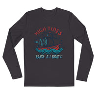 'High Tides Raise All Boast' Graphic Long Sleeve Fitted T Shirt