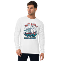 'High Tides Raise All Boast' Graphic Long Sleeve Fitted T Shirt