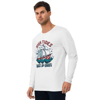 'High Tides Raise All Boast' Graphic Long Sleeve Fitted T Shirt