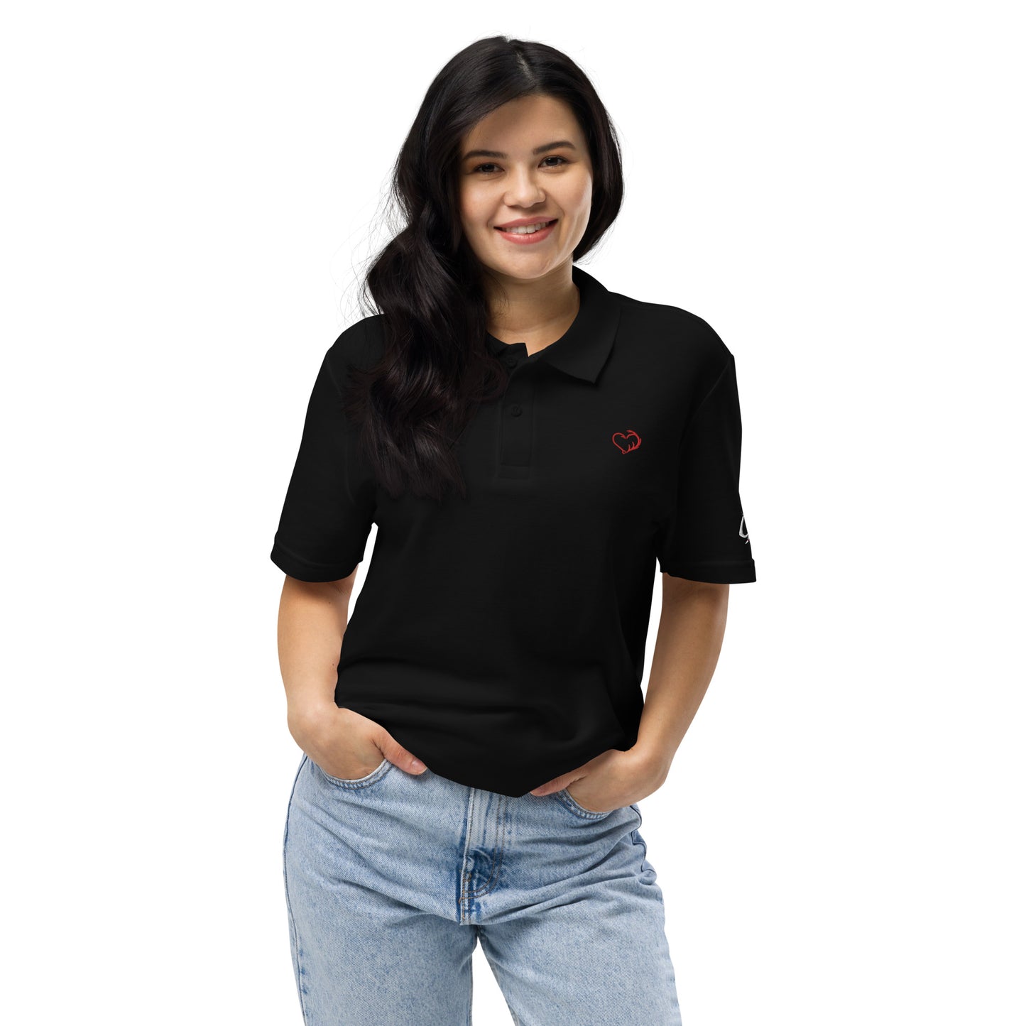 'Hook and Horn' Heart Graphic for Valentines Day Women's Polo