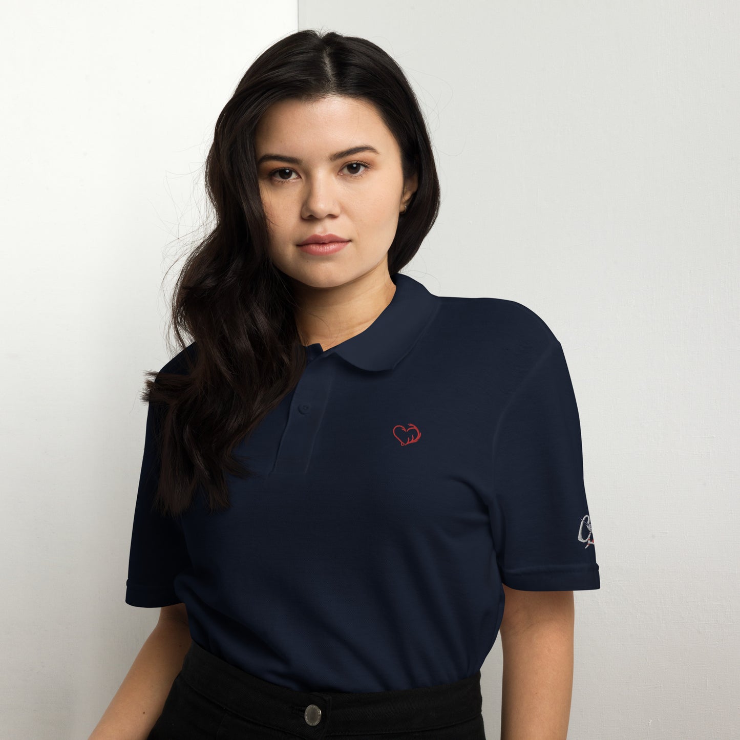 'Hook and Horn' Heart Graphic for Valentines Day Women's Polo