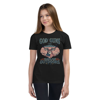 'God, Guns, and The Great Outdoors' Youth Short Sleeve T-Shirt